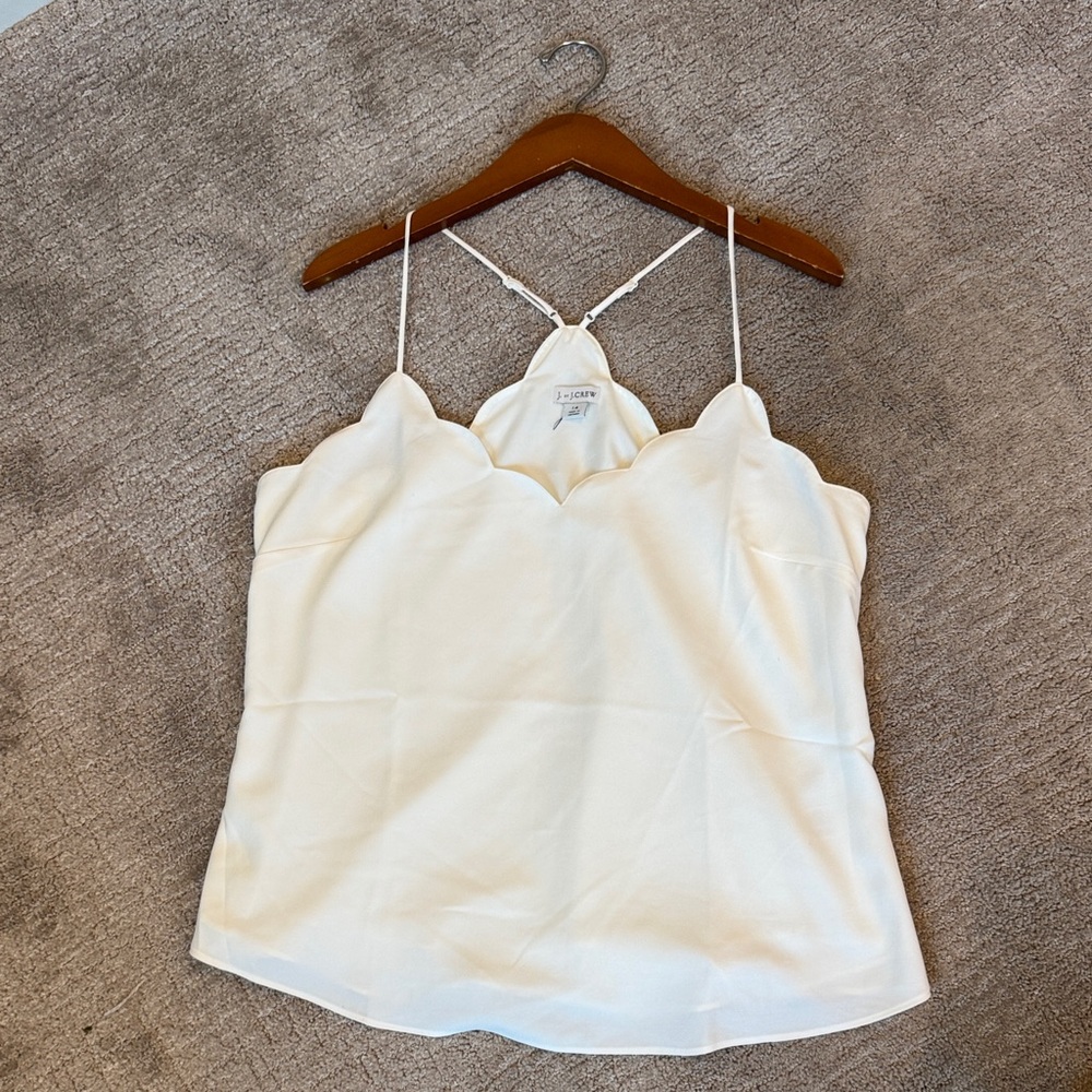 J. Crew White Scalloped Women's Top
